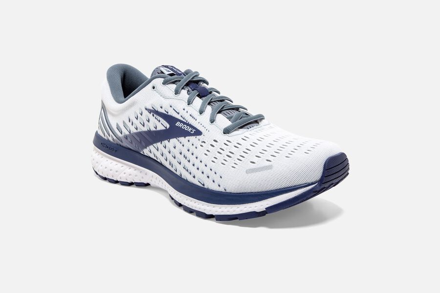 Brooks Ghost 13 Road Running Shoes Mens White/Blue 457839-OPK